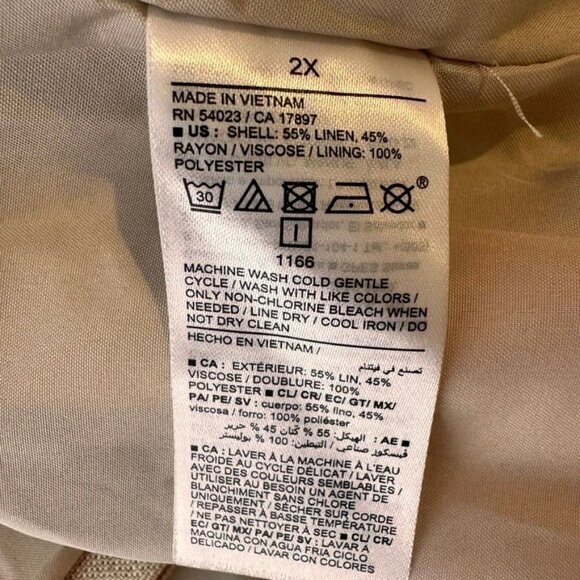 NEW Old Navy Womens 2X Double-Breasted Linen-Blend Blazer Beige Lightweight - Picture 8 of 9